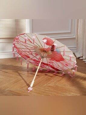 Pink Floral Decorative Paper Parasol
